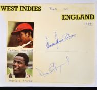 1984 West Indies opening cricket test batsmen signed a card - signed by one of the West Indies Great