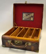 Joseph Braddell and Son Belfast leather oak brass cornered cartridge magazine case for 250 -