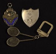 2x silver tennis club medals to incl YMCA Lawn Tennis Club silver and enamel fob embossed with