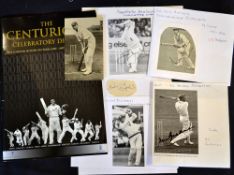 16 x International Cricket Centurions autographs' from 1920 onwards - to incl "The Centurions