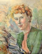 McCracken, Cynthia (1889- 1982) LADY GOLFER PORTRAIT - signed water colour c. 1940's - framed