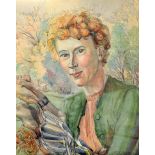 McCracken, Cynthia (1889- 1982) LADY GOLFER PORTRAIT - signed water colour c. 1940's - framed