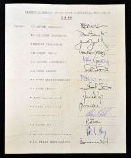 1980 England (vs West Indies) signed cricket team sheet - for the Prudential One day Trophy Match