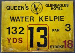 Gleneagles Hotel 'Queens' Golf Course Tee Plaque Hole 13 'Water Kelpie' produced in a heavy duty