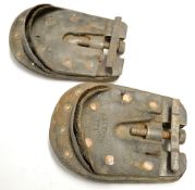 Scarce pair of Coles Patent horse leather and alloy boots - adjustable leather boots to fit horses