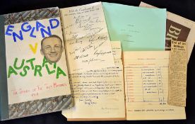 Don Bradman signed letter - interesting cricket scrap book collection featuring the 1948 Australia