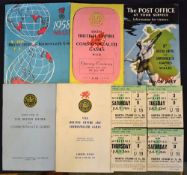 1958 Cardiff British Empire & Commonwealth Games programmes tickets and souvenir guides to include