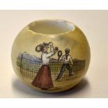 Tennis match stick holder c. 1900 - small porcelain matchstick holder with a mixed tennis match