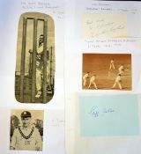 65x Cricket International Test Fast bowlers from 1946 onwards signed to press photographs, album