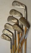 8x Assorted irons by various makers including an Auchterlonie St Andrews mashie by Tom Stewart