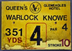 Gleneagles Hotel 'Queens' Golf Course Tee Plaque Hole 4 'Warlock Knowe' produced in a heavy duty