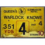 Gleneagles Hotel 'Queens' Golf Course Tee Plaque Hole 4 'Warlock Knowe' produced in a heavy duty