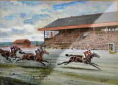 John Beer (1860-1930) - original horse racing water colour - depicting The King's (Edward VII)