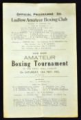 1935 Ludlow Amateur Boxing Tournament programme - to include "Special Return Middleweight Round