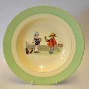 Tennis Staffordshire ceramic soup dish c. 1921- made by Newhall Hanley featuring children playing