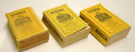 3x Wisden Cricketers' Almanacks 1948, 1949 and 1952 - original cloth covers, 1948 spine bowed and