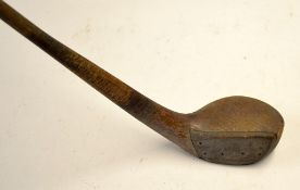 Rare Wm Park left hand late transitional scare head brassie c.1890 with leather face insert, 3x