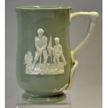 Large Golfing Spode Fortuna cup with golfers and caddies in relief, some marks present, 7"h, overall