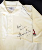 Shane Warne (Australia) signed cricket shirt - cream coloured cricket shirt made by Chase Cricket