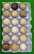 18x Various early golf balls to include a bramble, 2x line mesh moulded rubber practice balls, a