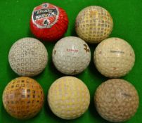 7 various square mesh dimple golf balls to include Dunlop, Jury flex, North British, Henley, Warwick