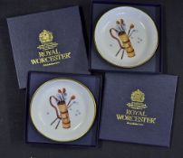 Pair of Royal Worcester Golfing Cash Dishes fine bone chine part of the 'Hole in One Collection'