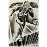Linford Christie - Original John Jensen Caricature of Linford Christie pen and ink water colour