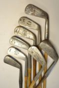 8x Various mid irons including a Tom Morris Maxwell model flanged sole, 2x Tom Stewart, a James