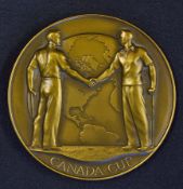 1956 Bobby Locke Canada Cup Bronze Medal entitled 'International Golf Trophy Team Member Presented