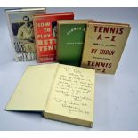 William T Tilden signed tennis book and others - to include signed "Aces, Places and Faults" 1st