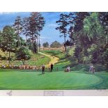 Weaver, Arthur signed golf print - "PLAY ON THE 6TH GREEN-THE MASTERS 1968 - GARY PLAYER WATCHES