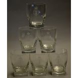 Royal and Ancient Glass Whiskey Tumblers all etched with the Royal and Ancient crest to the front