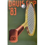 1983 Davis Cup Official Tennis coloured poster - by Klapheck and publ'd Paris - f&g overall 38.5 x