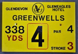 Gleneagles Hotel 'Glendevon' Golf Course Tee Plaque Hole 4 'Greenwells' produced in a heavy duty