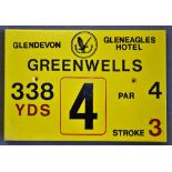 Gleneagles Hotel 'Glendevon' Golf Course Tee Plaque Hole 4 'Greenwells' produced in a heavy duty