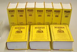 10x Wisden Cricketers' Almanacks 1991-2000 - original hardbacks - all with dust jackets, the first