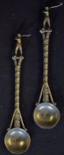 2x Golfing Tea Spoons a pair with golfing figure mounted to the top with golf ball bowls c.1928,