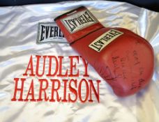 Audley Harrison signed boxing collection to incl Everlast signed boxing glove with dedication