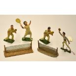 1930's original tennis lead toy figures - 2x John Hill & Co England lead male tennis players and a