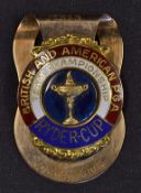 1975 Norman Wood's Ryder Cup Player 10k Gold Money Clip with a red, white and blue enamelled