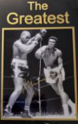Large Muhammad Ali Signed Boxing print in black and white, an action shot depicting Ali v Doug Jones