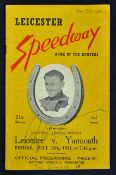 Speedway 1951 Signed Leicester v Yarmouth speedway programme signed by Roy Browning to the front