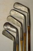 5x Irons including 4x cleeks including AH Scott Elie with POWF mark, t/w a diamond backed mid iron