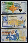 3 x Bank of Scotland Commemorative 5 Banknotes including Jack Nicklaus 40 years of Open History, The