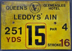 Gleneagles Hotel 'Queens' Golf Course Tee Plaque Hole 15 'Leddys' Ain' produced in a heavy duty