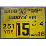 Gleneagles Hotel 'Queens' Golf Course Tee Plaque Hole 15 'Leddys' Ain' produced in a heavy duty