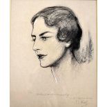 Helen Wills Moody tennis portrait - Fine and original portrait of Helen Wills Moody signed and