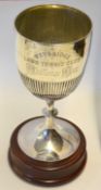 Fine 1888 Weybridge Lawn Tennis Club silver trophy - comprising a large silver chalice hallmarked