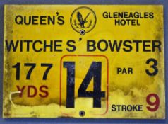 Gleneagles Hotel 'Queens' Golf Course Tee Plaque Hole 14 'Witches' Bowster' produced in a heavy duty