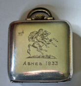 Bodyline Series - 1932/33 England Cricket Tour to Australia rare engraved silver cased travelling